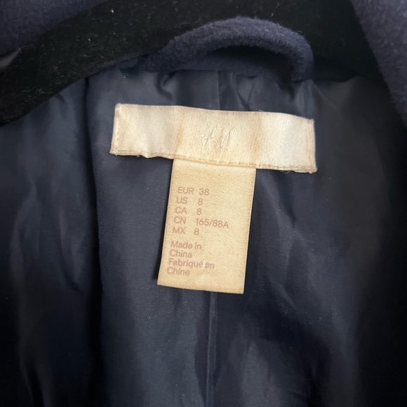 H&M Navy Blue Pea Coat - Picture 2 of 3